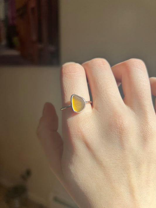 Yellow Sea Glass Ring