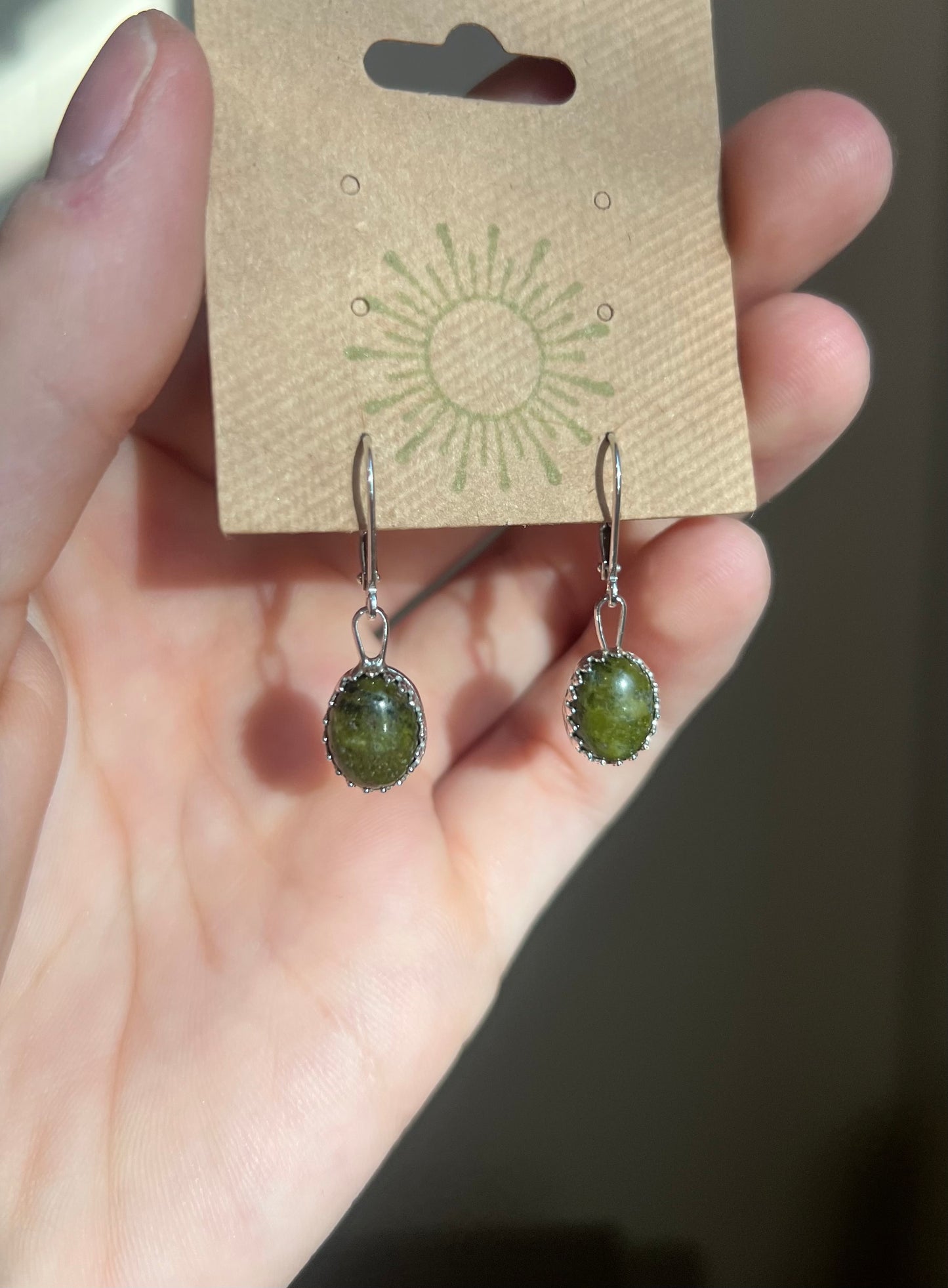 Green Unakite Jasper Earrings