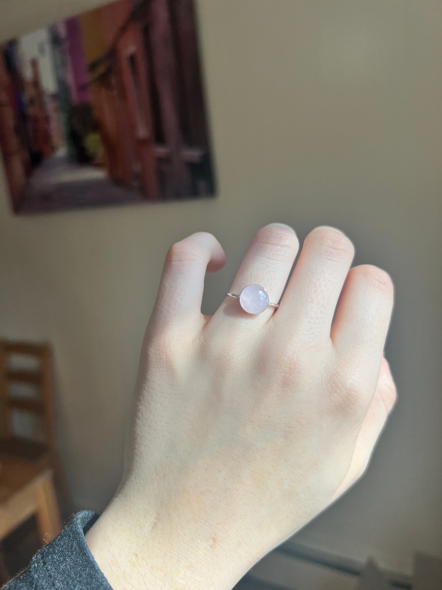 Round Rose Quartz Ring