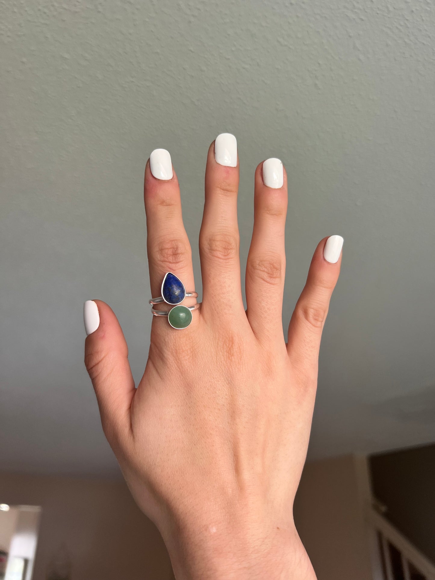 lapis lazuli & aventurine double ring