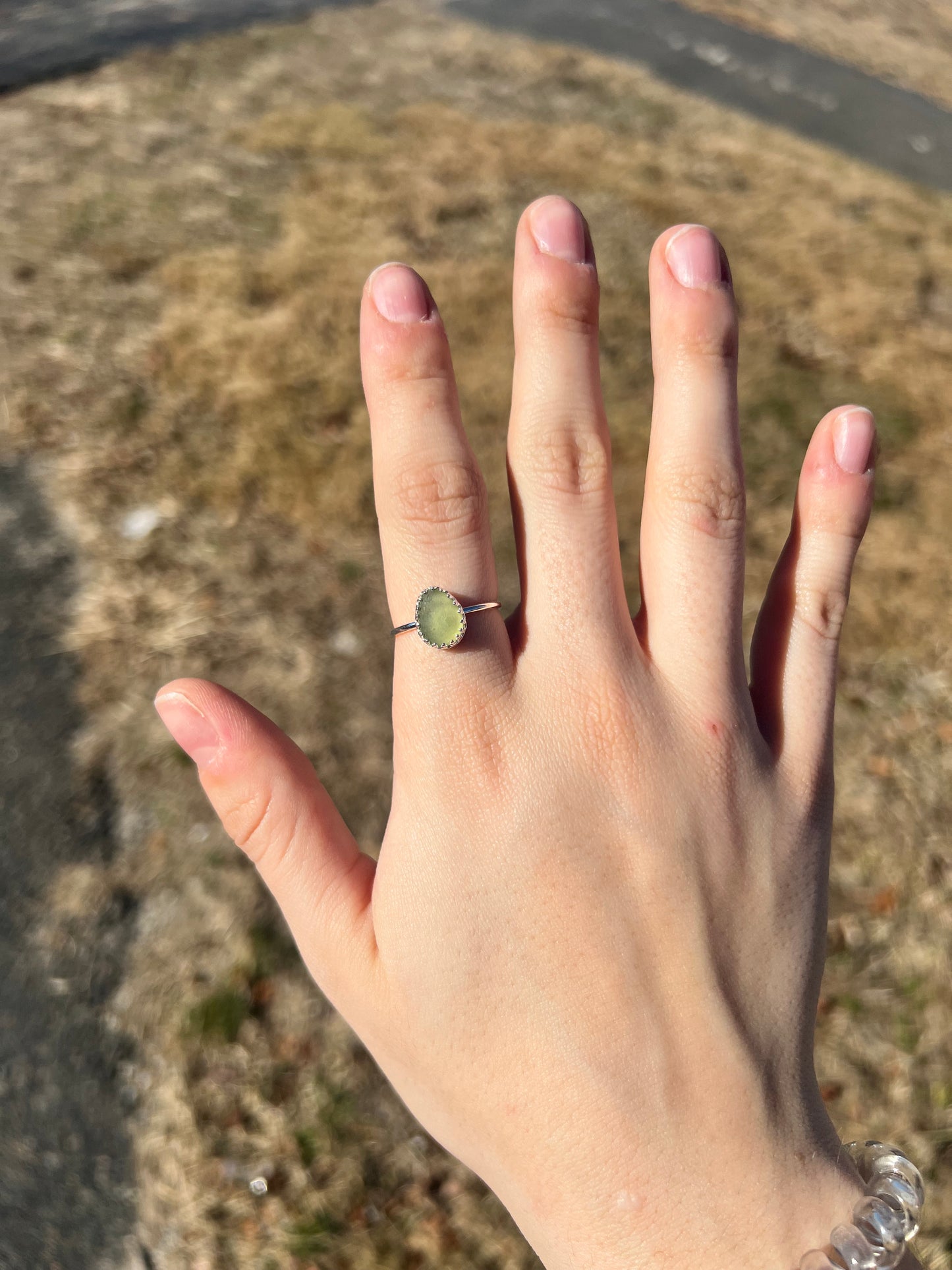 Light Green Sea Glass Ring