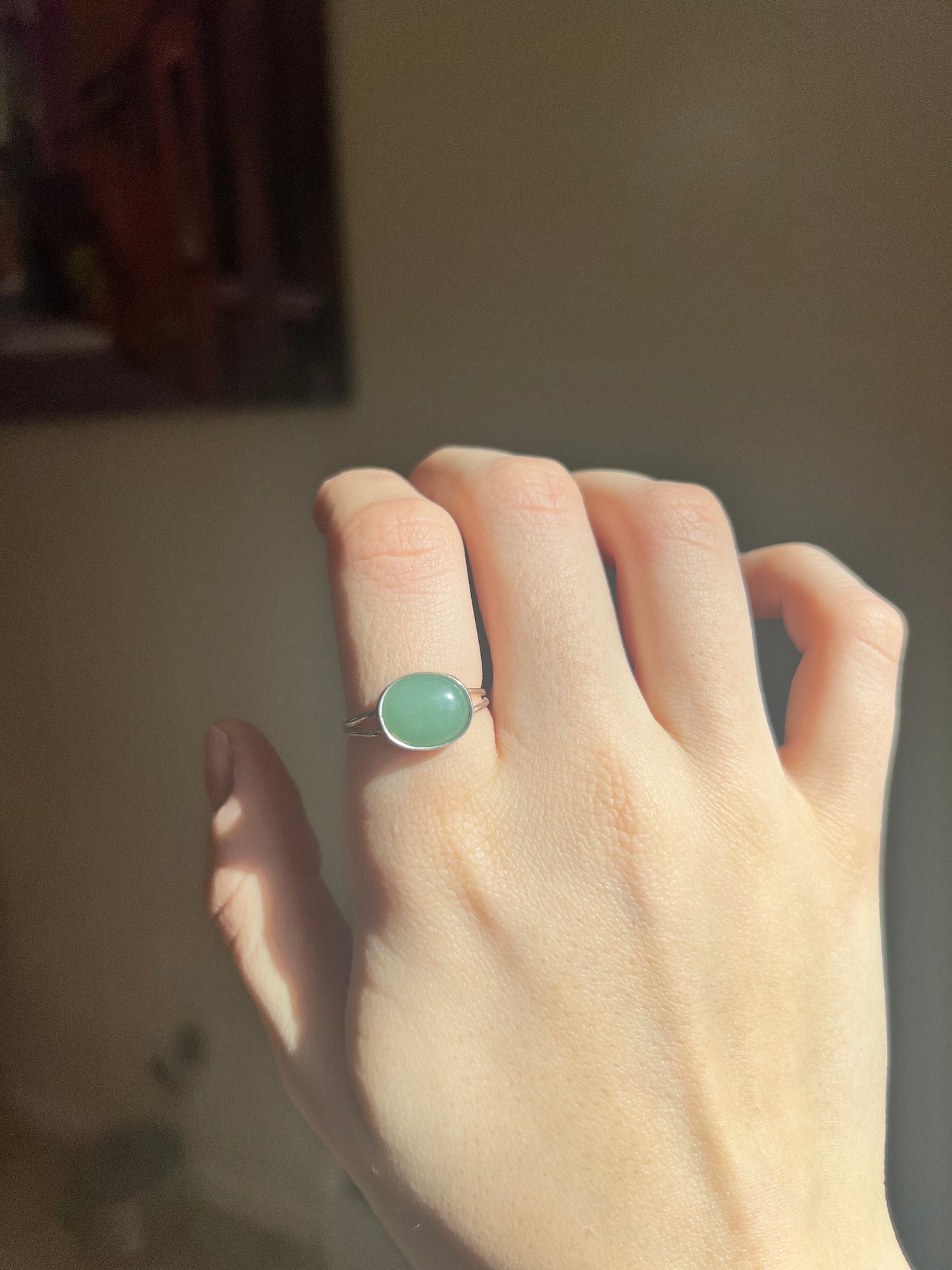 Horizontal Aventurine Double Ring