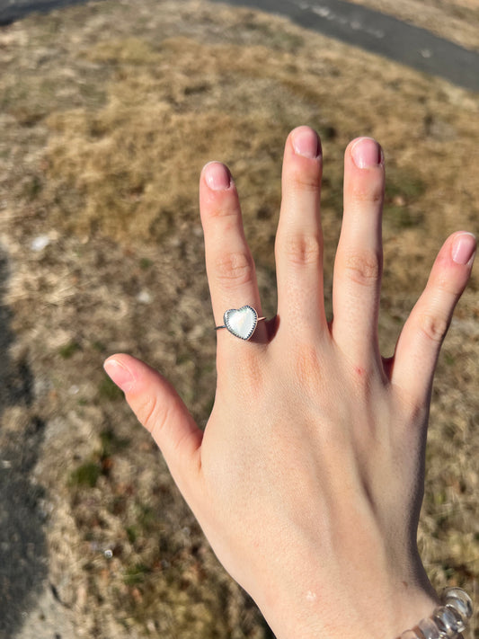 White ‘Mother of Pearl’ Heart Ring