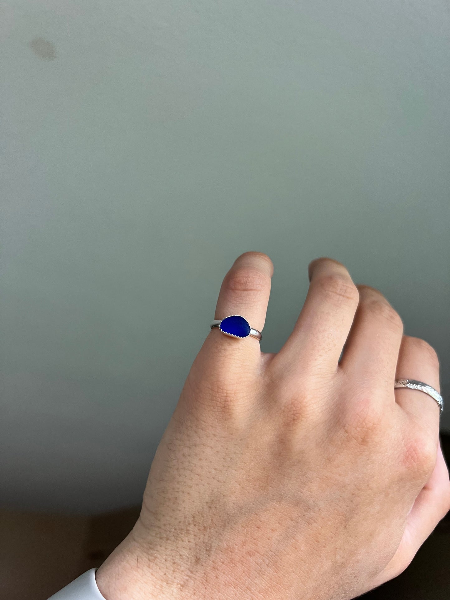 blue sea glass ring