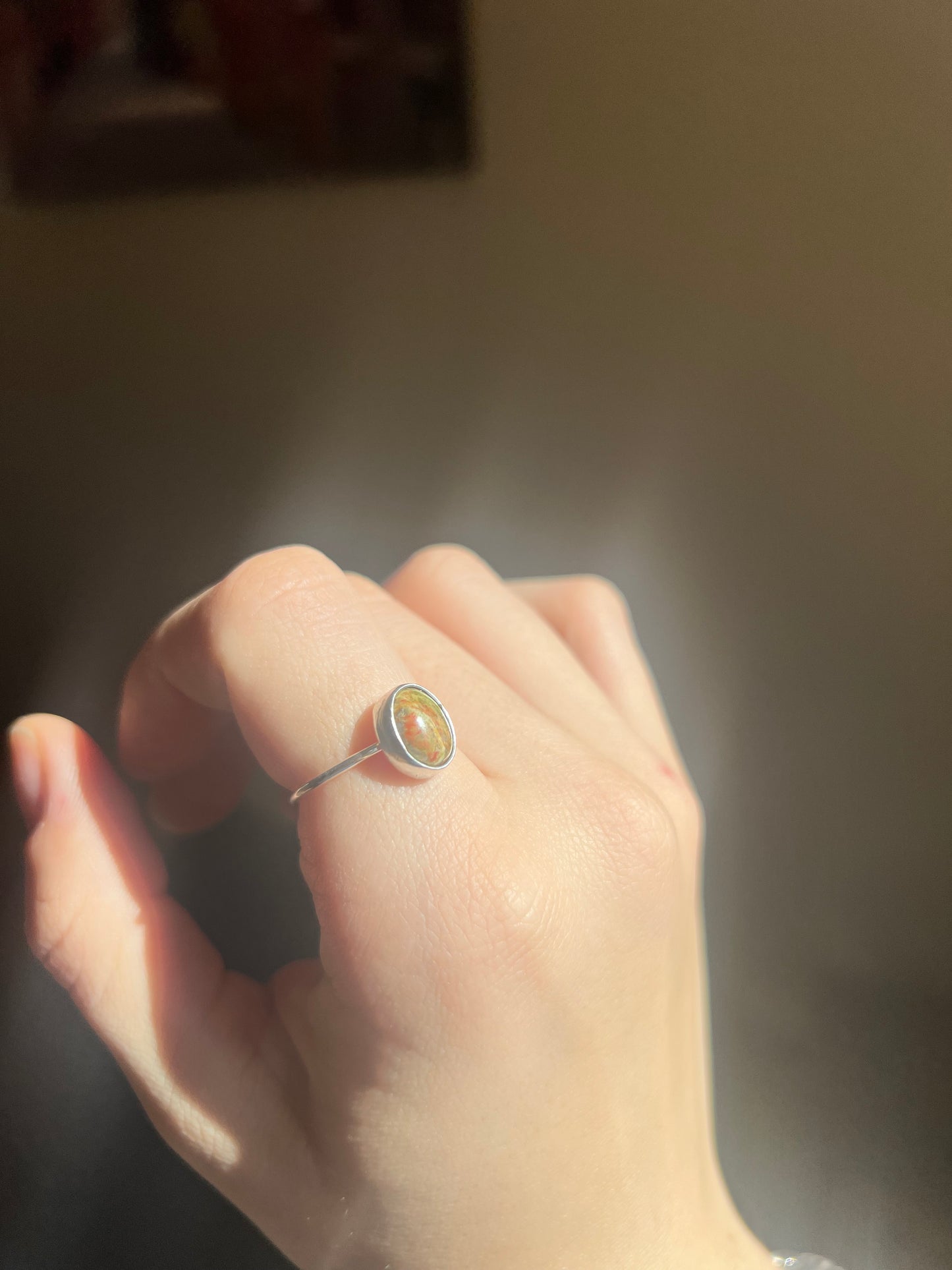 Oval Unakite Jasper Ring