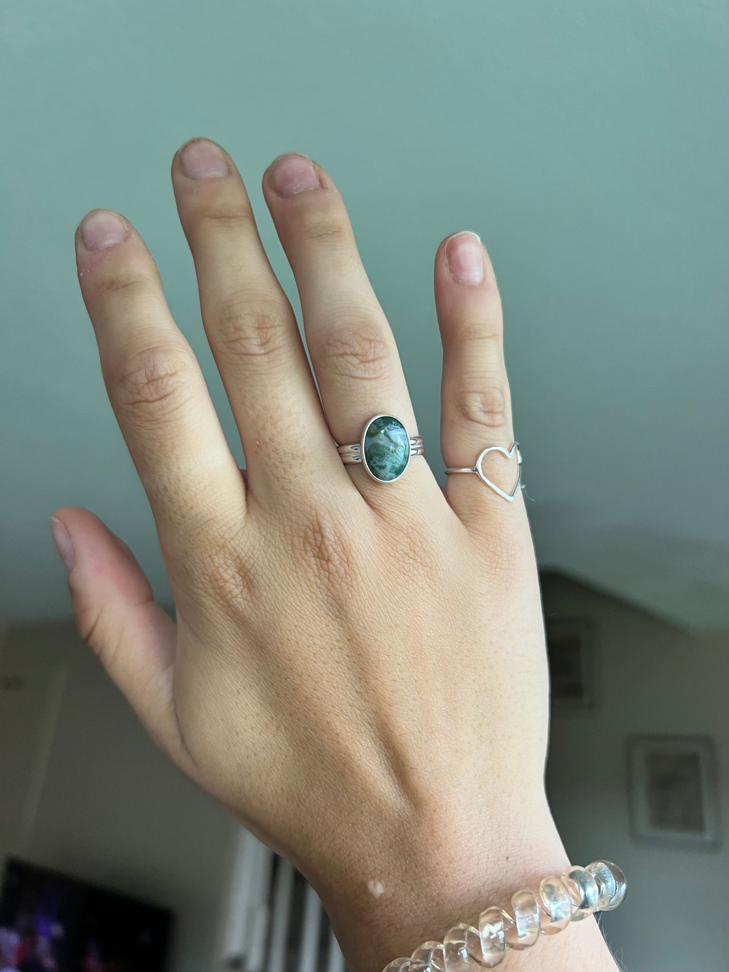 two-toned green jasper ring