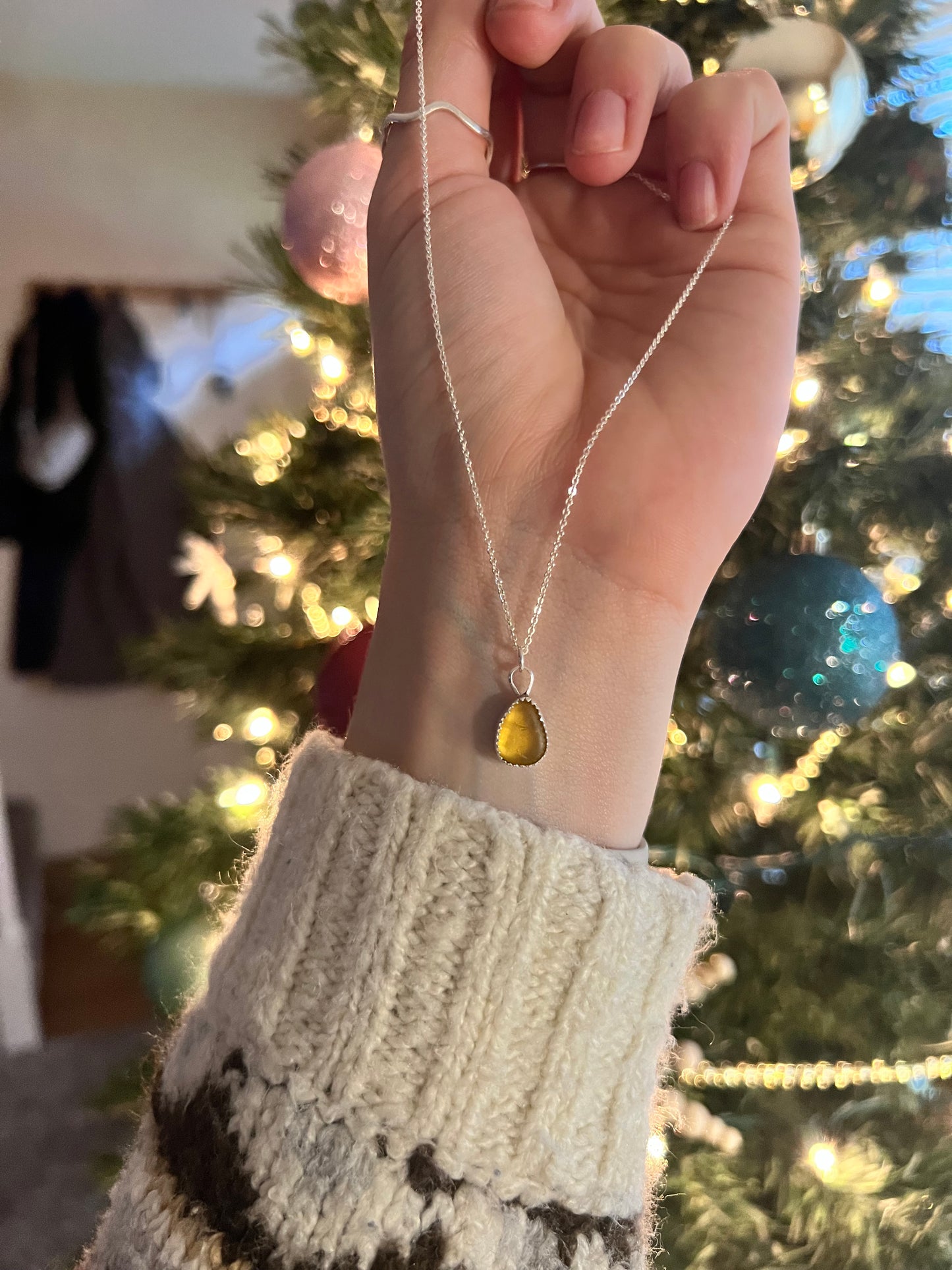 Yellow Sea Glass Necklace