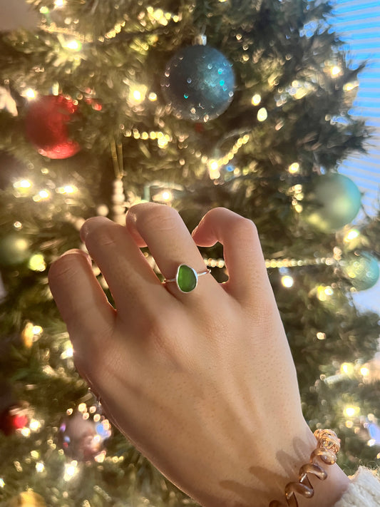 Green Sea Glass Ring