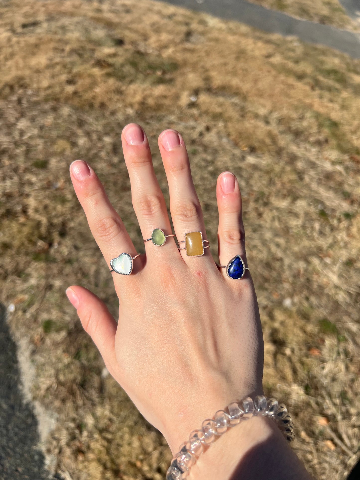 White ‘Mother of Pearl’ Heart Ring