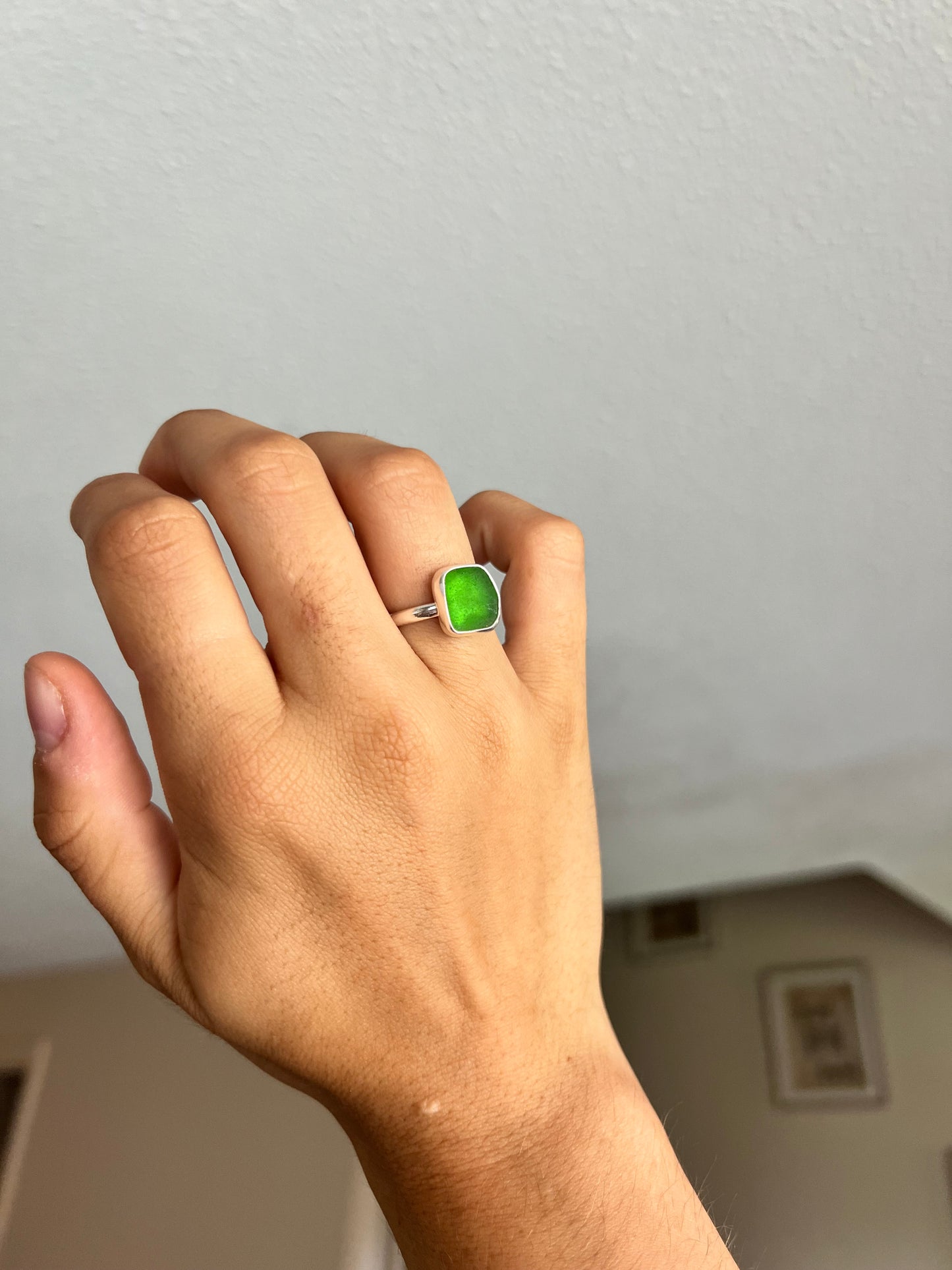 green sea glass ring