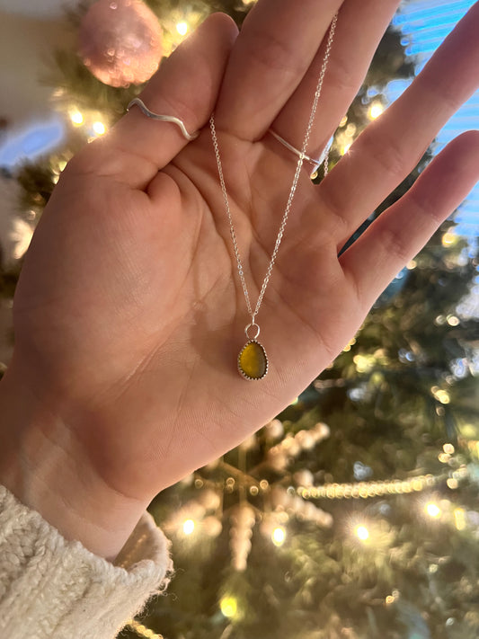 Yellow Sea Glass Necklace