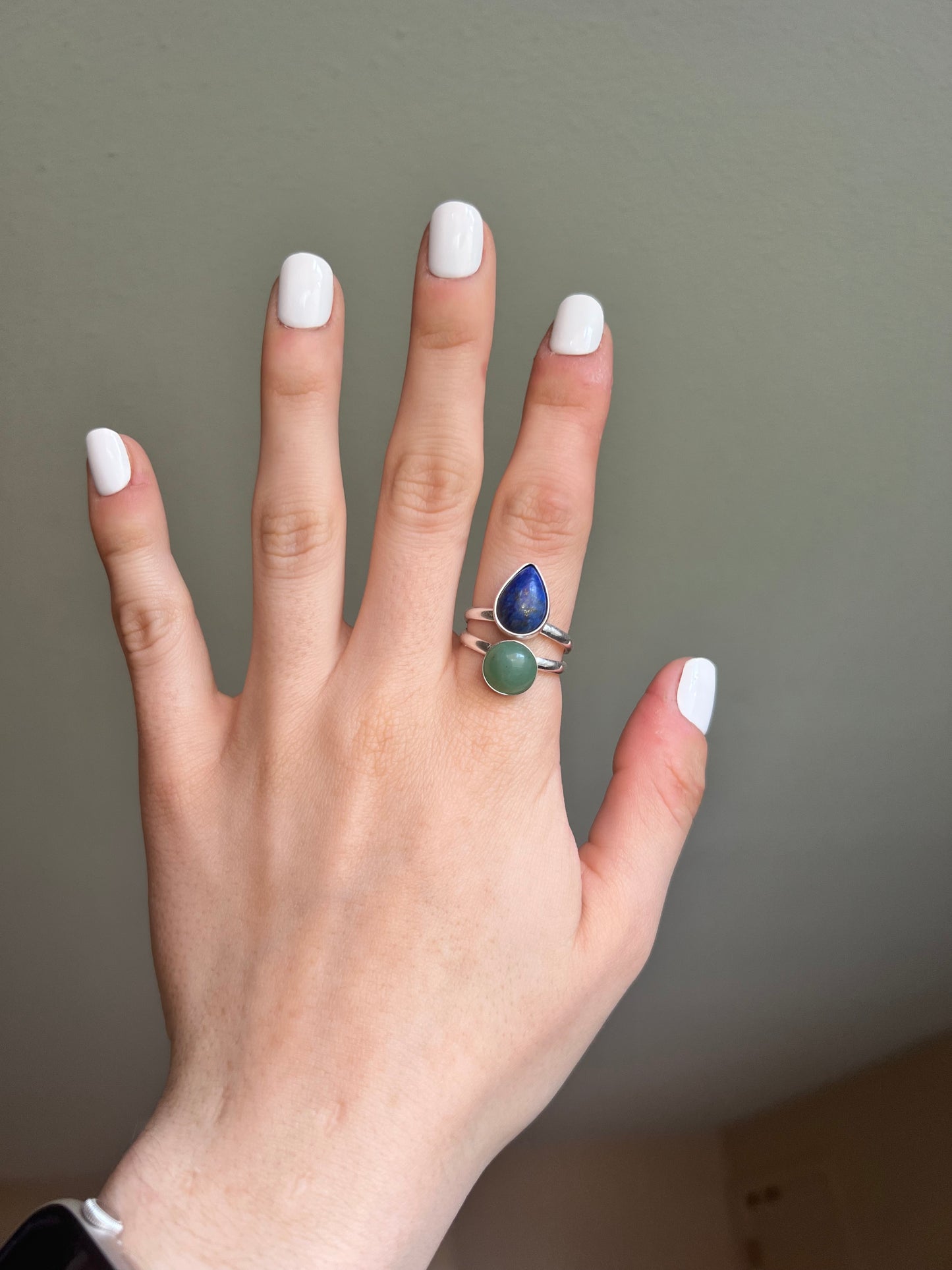 lapis lazuli & aventurine double ring