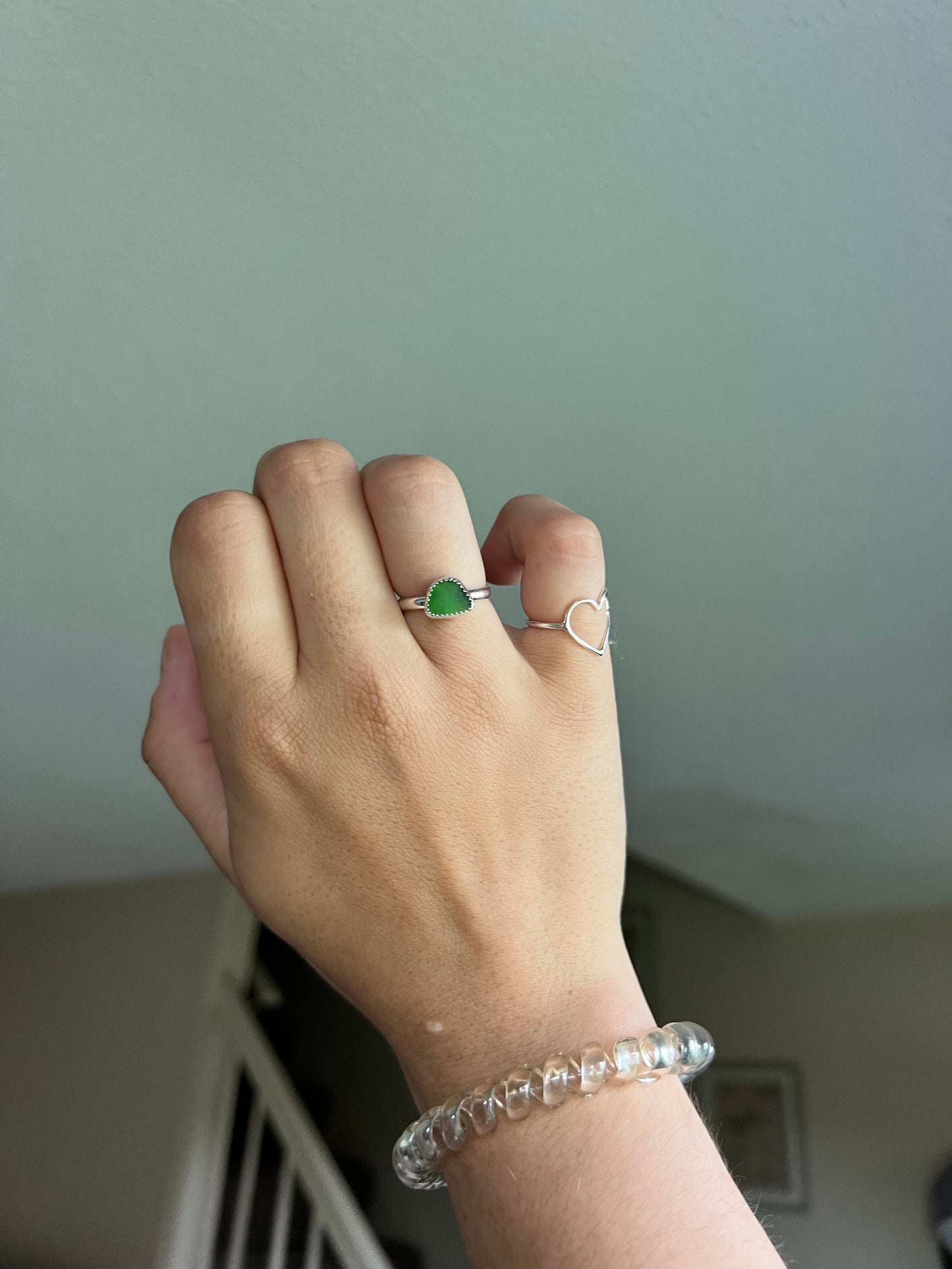 green sea glass ring