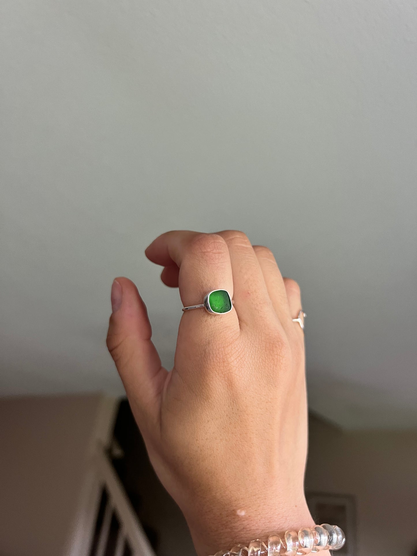 green sea glass ring