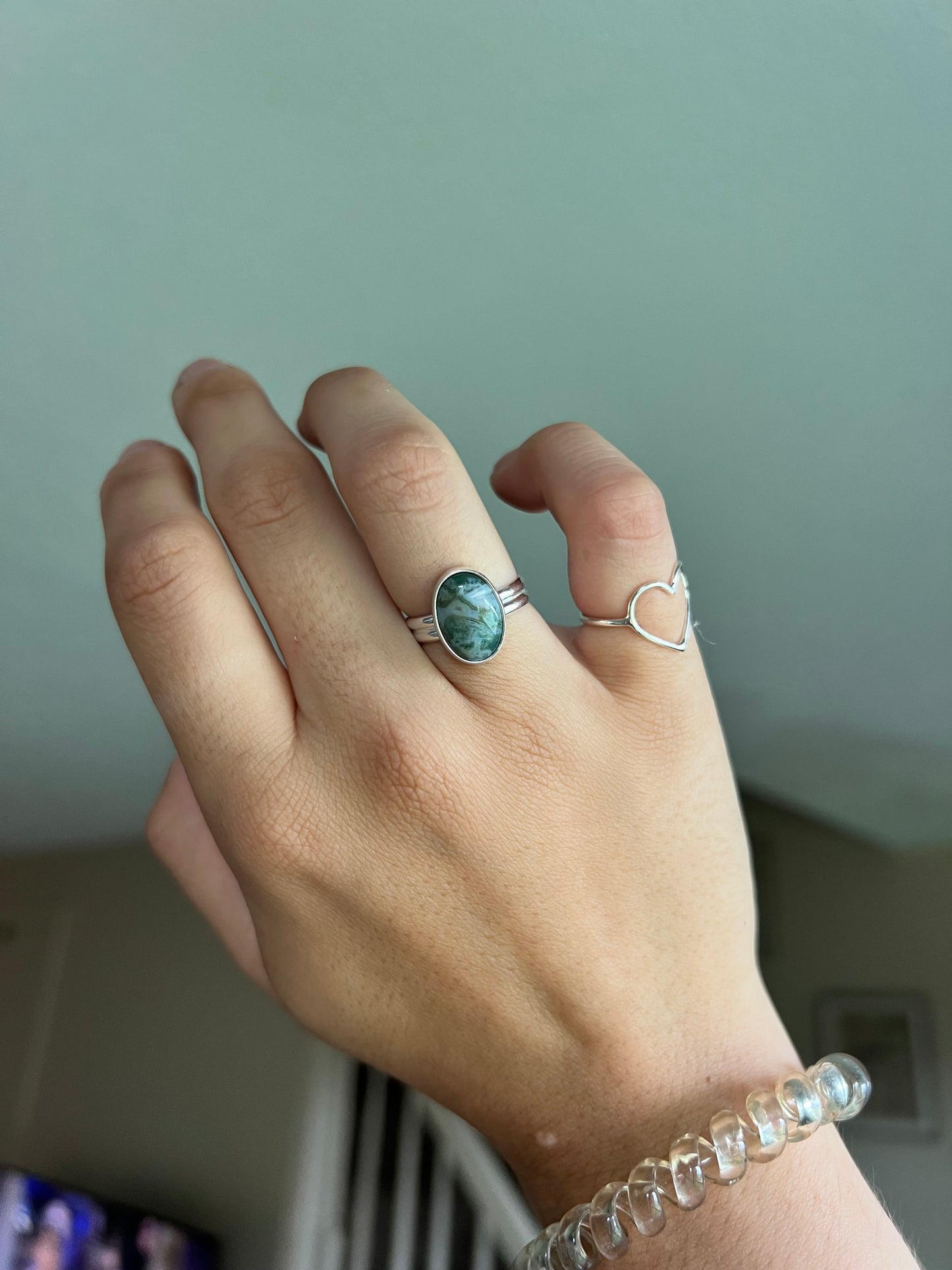 two-toned green jasper ring