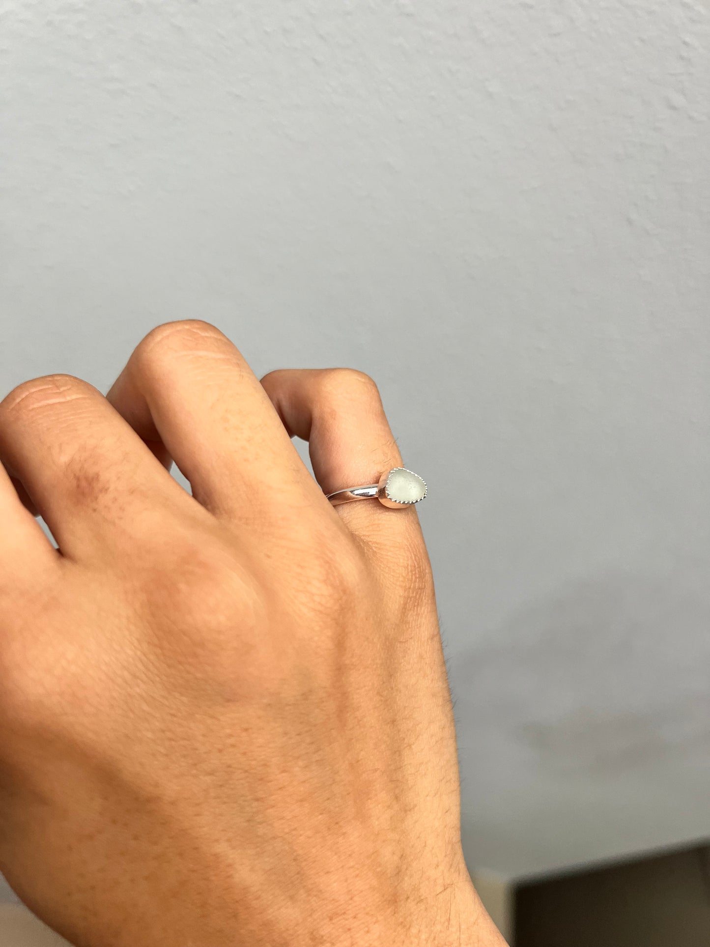 clear sea glass ring