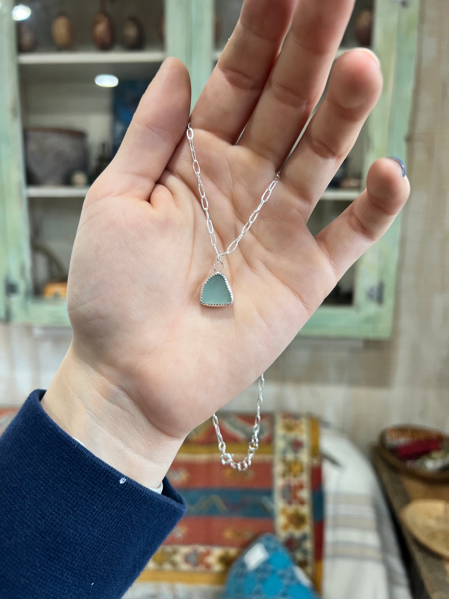 Light Blue Sea Glass Necklace