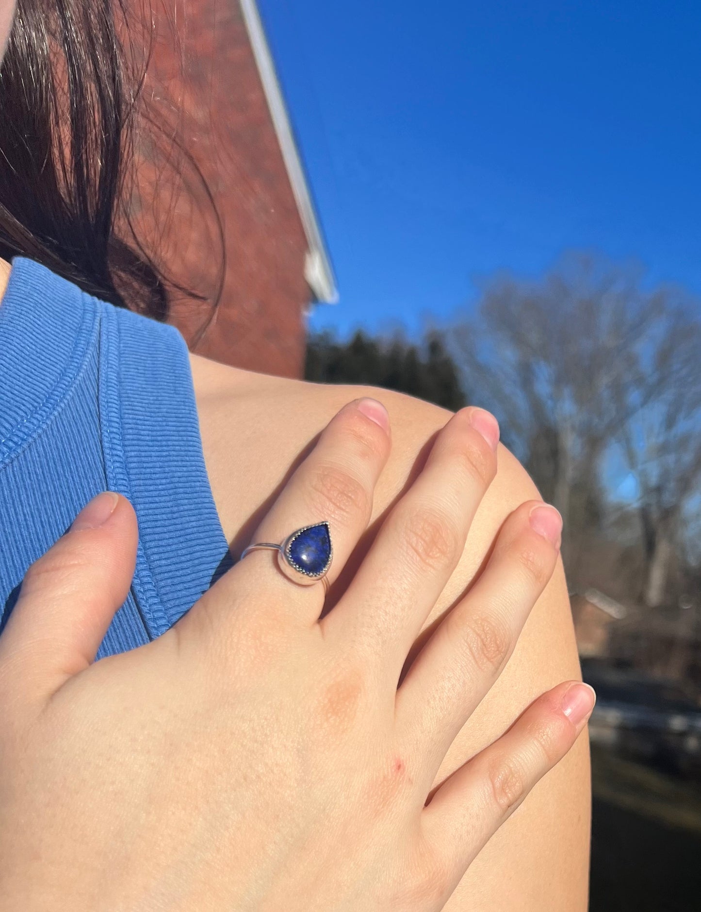 Lapis Lazuli Teardrop Ring