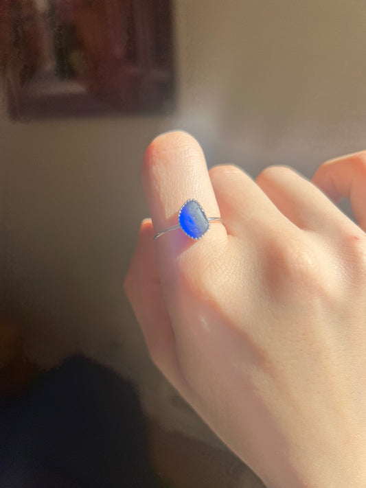 Bright Blue Sea Glass Ring