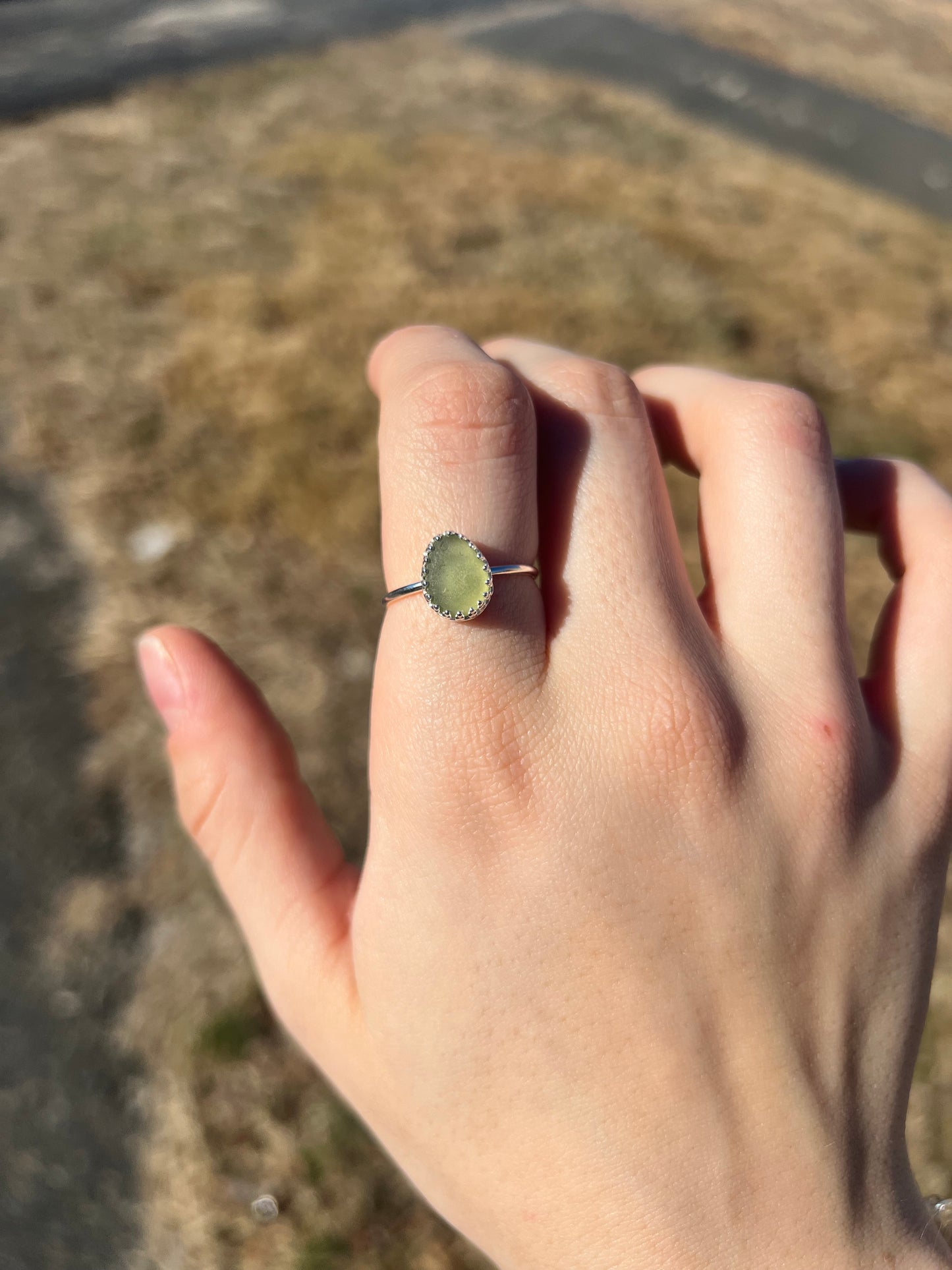 Light Green Sea Glass Ring