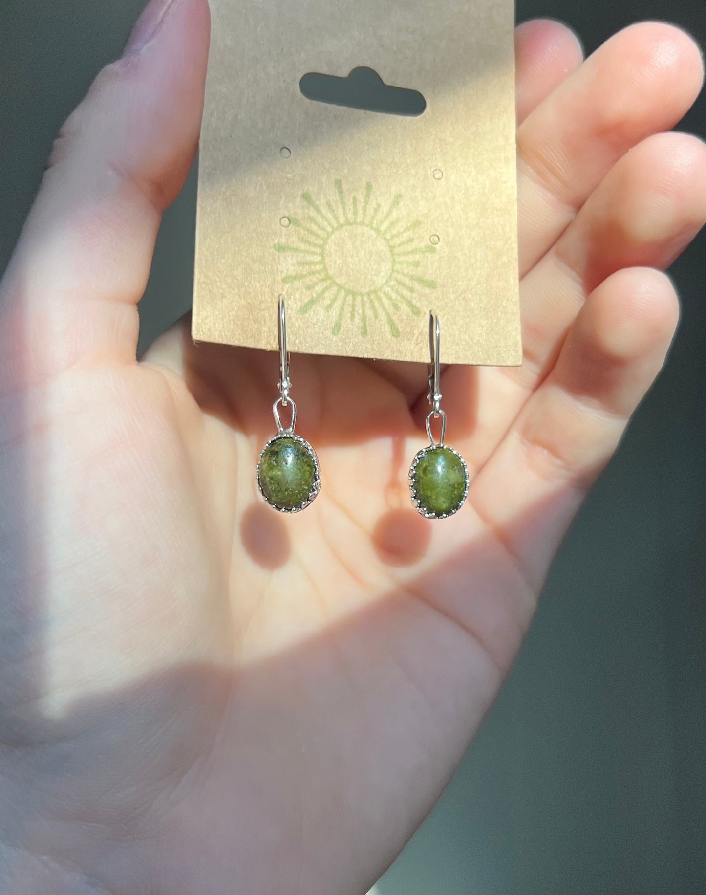 Green Unakite Jasper Earrings