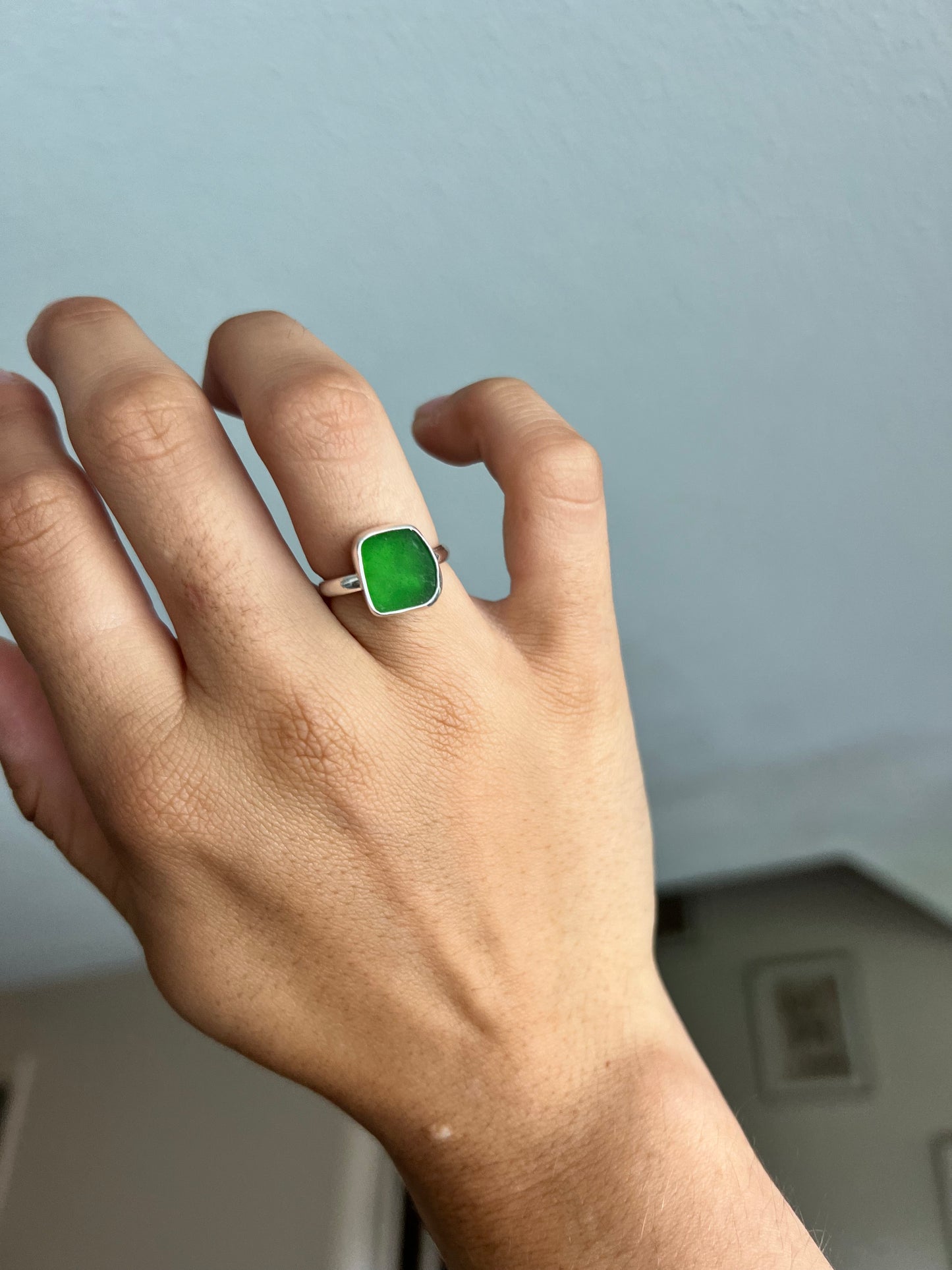 green sea glass ring