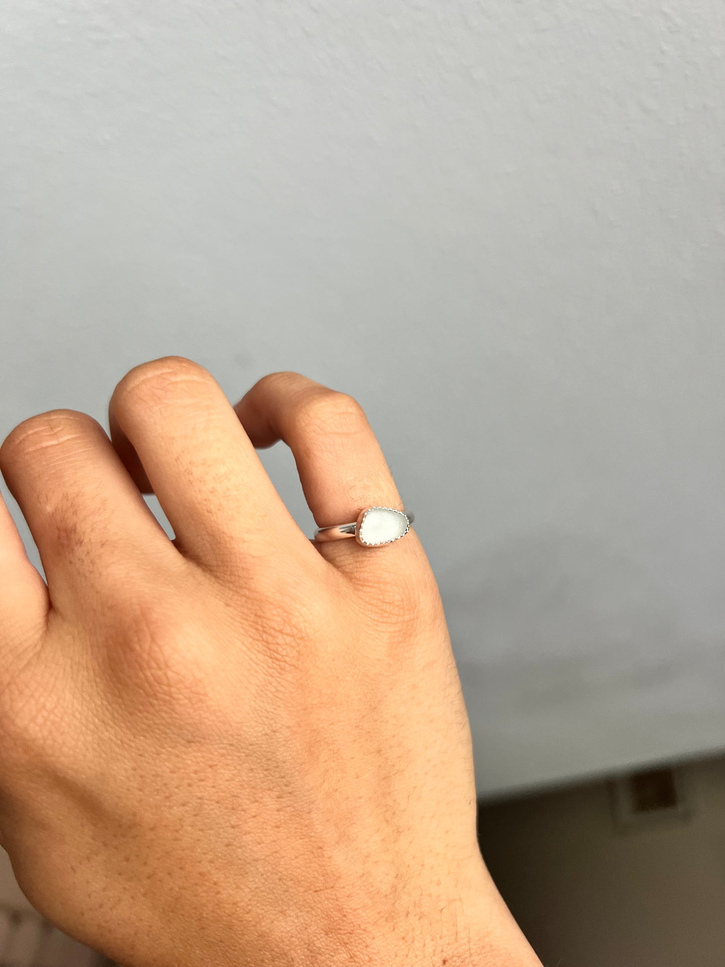 clear sea glass ring