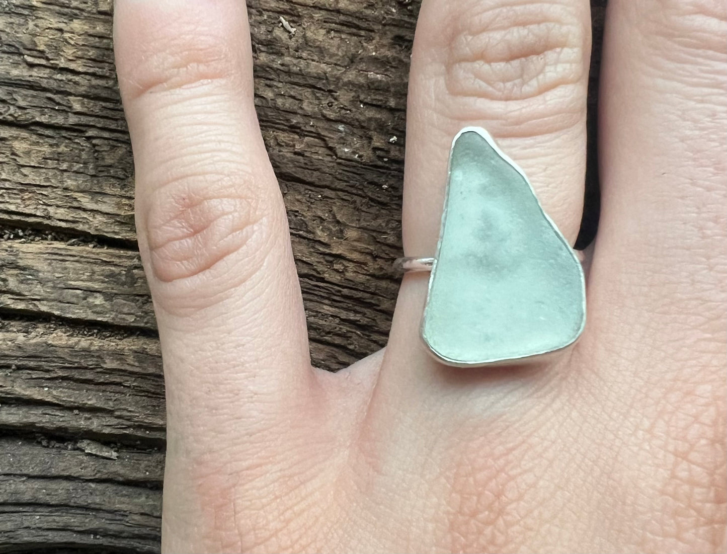 Clear Sea Glass Ring