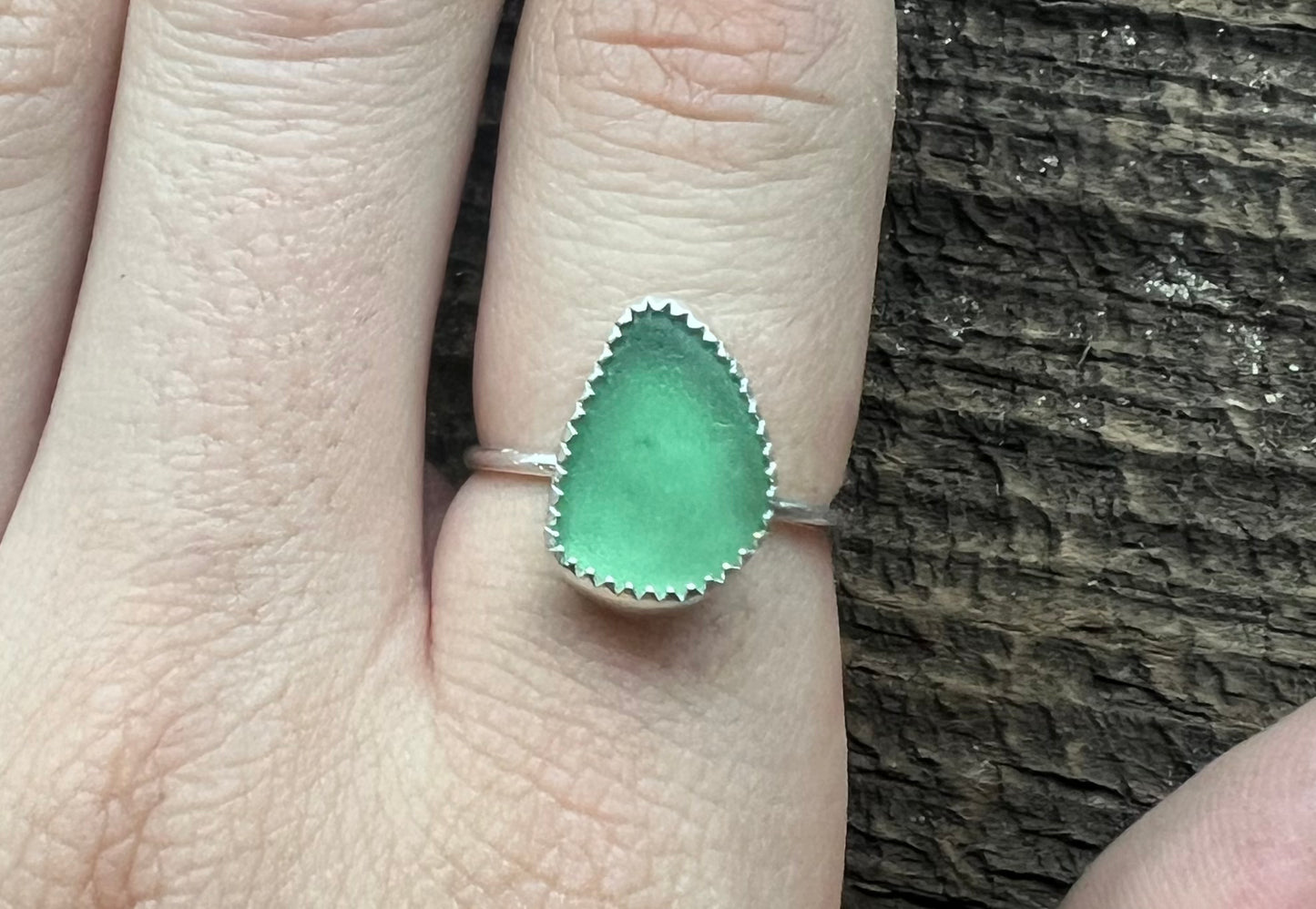 Deep Green Sea Glass Ring