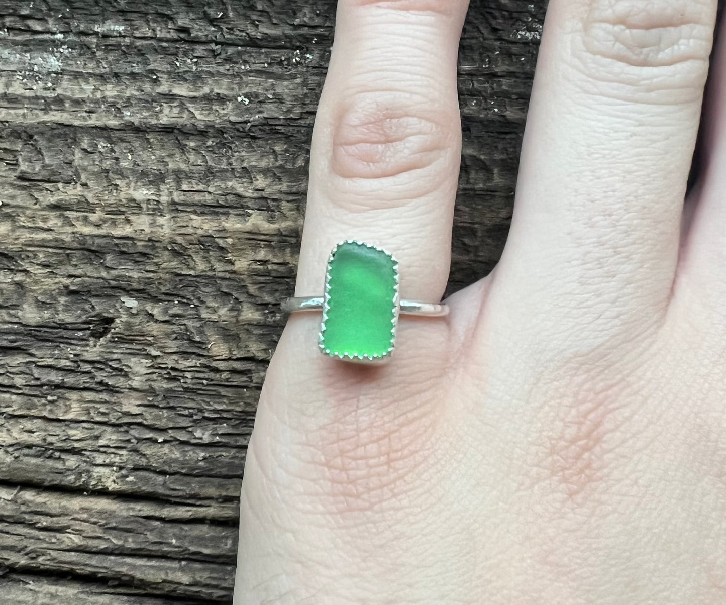 Green Sea Glass Ring