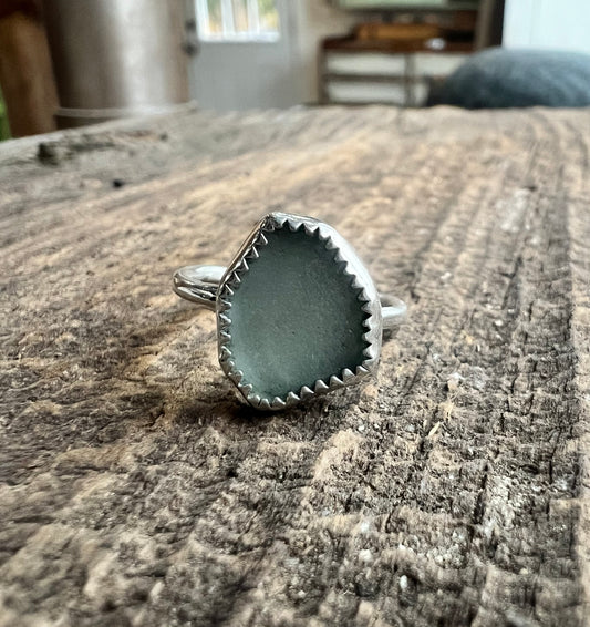 Light Teal Sea Glass Ring