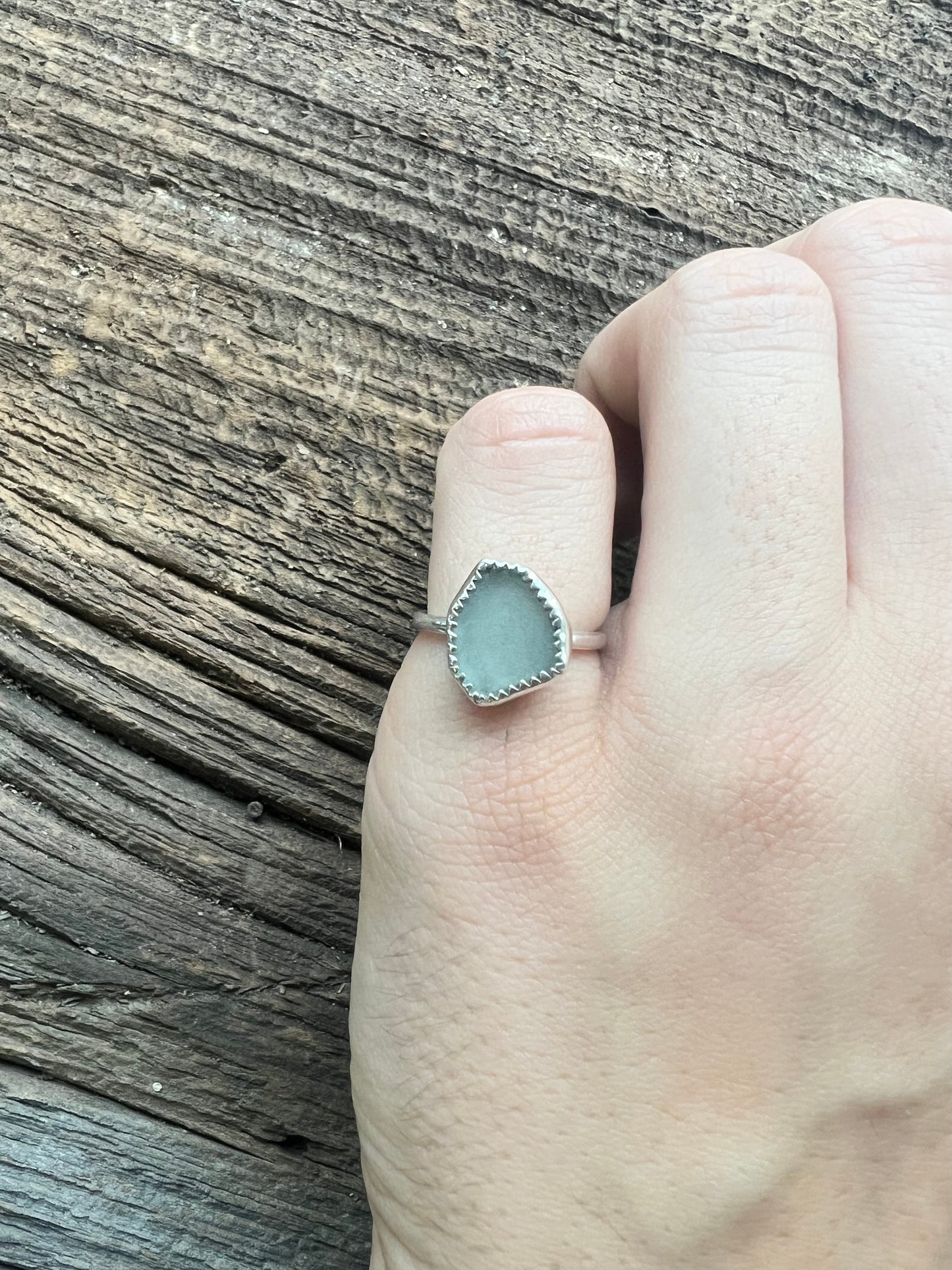 Light Teal Sea Glass Ring