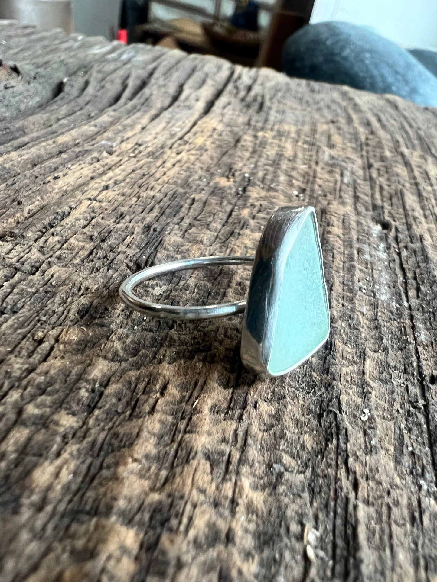 Light Teal Sea Glass Ring