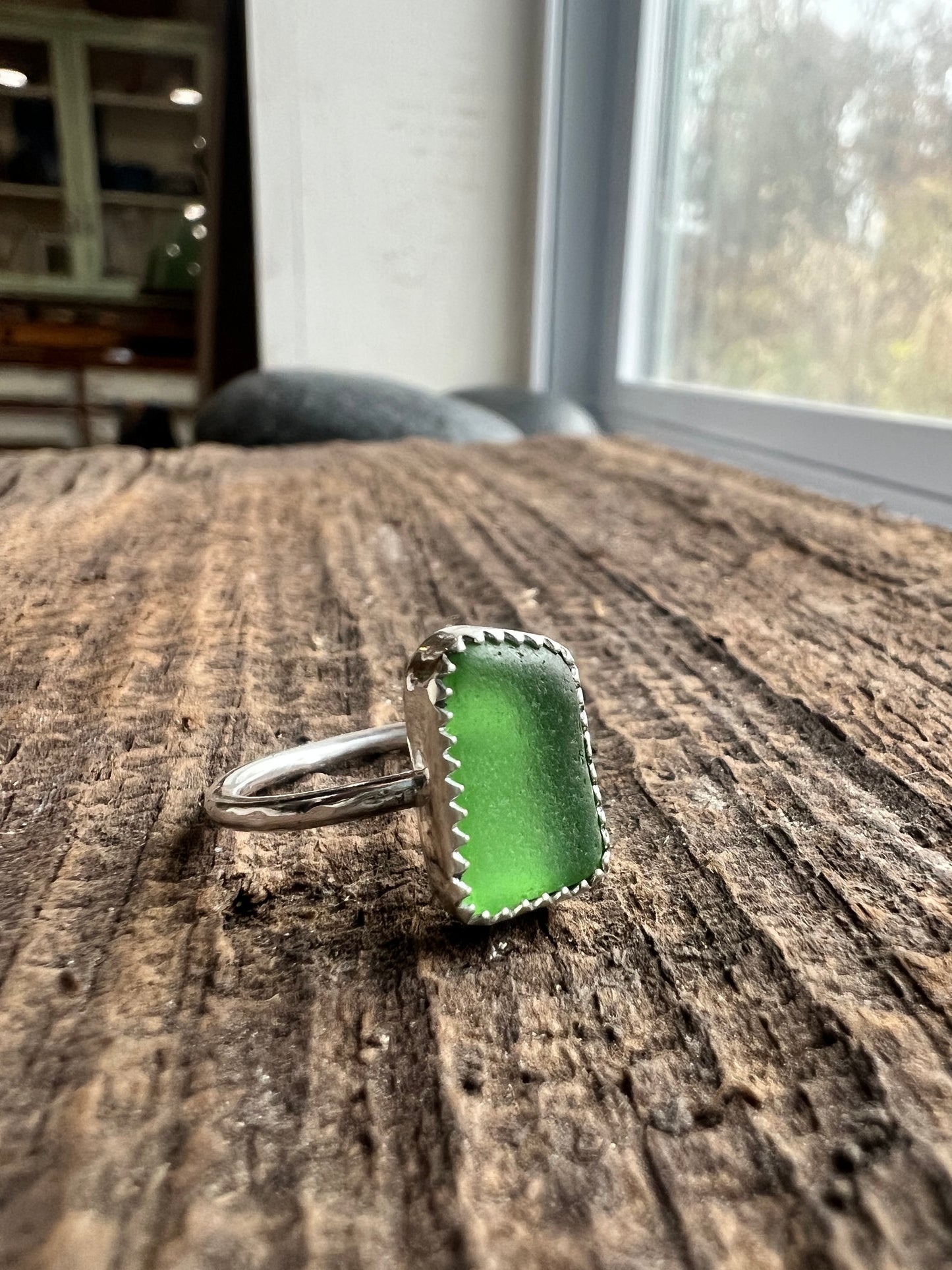 Green Sea Glass Ring